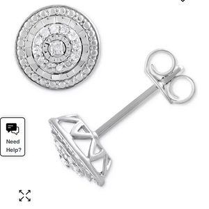 NWT Macy’s Diamond Multi-Halo Stud Earrings (1/10 ct. t.w.) in Sterling Silver